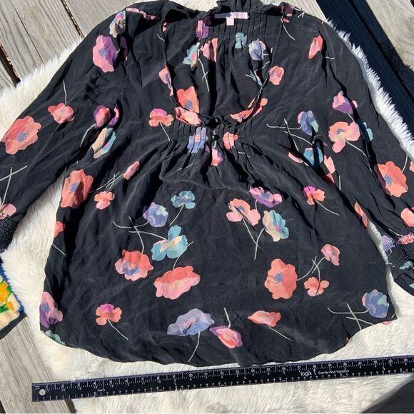 Beautiful Sz 6 Rebecca Taylor quarter Sleeve Floral Silk Blouse - Picture 1 of 12